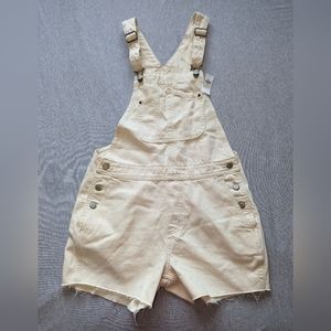 SOLD NWT Slouchy Straight Wash Cut-Off Non-Stretch Jean Shortalls in Ecru
